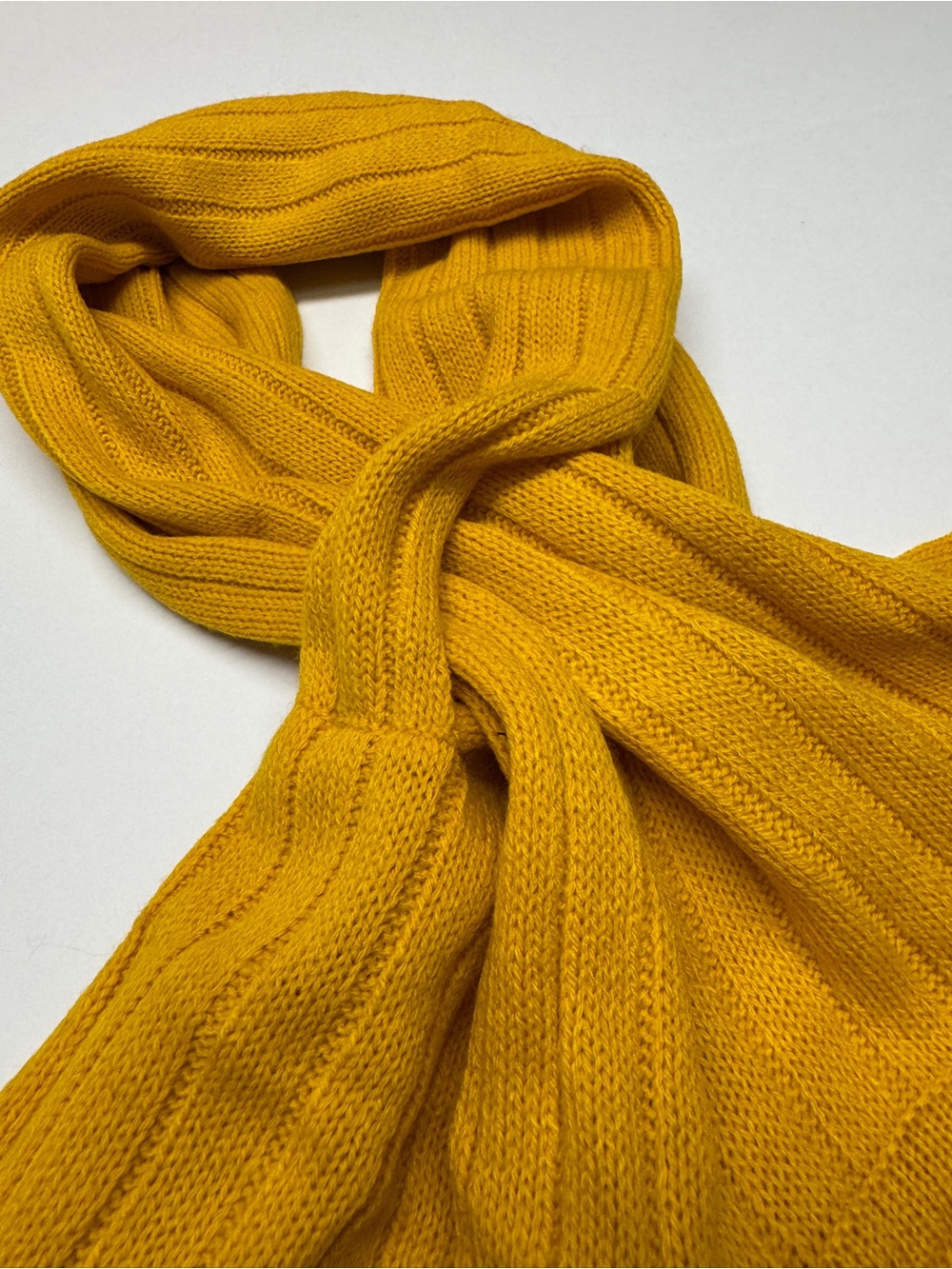 Dark Yellow Ruffles-Trim Knit Scarf - Picture 2 of 10